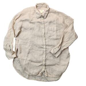 Anthropologie Maeve Womens Top Small Beige Linen Button Up Lagenlook Capsule